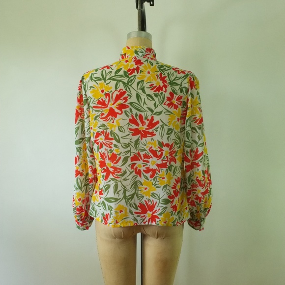 vintage floral blouse | vintage sheer floral top - Picture 5 of 13